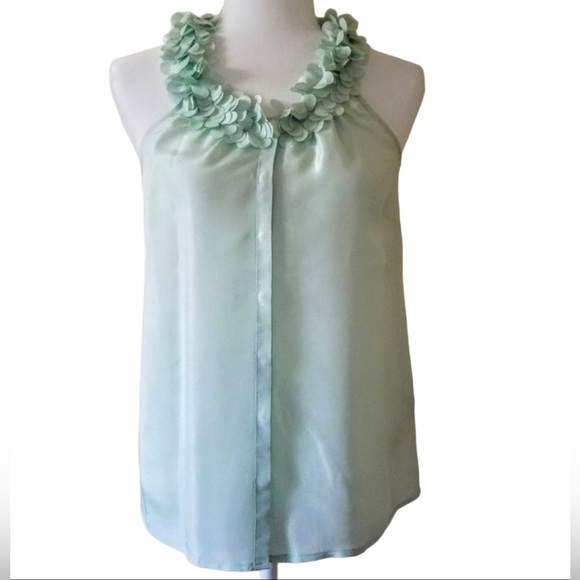 J Crew Mint Silk Petal Blouse - Picture 1 of 4